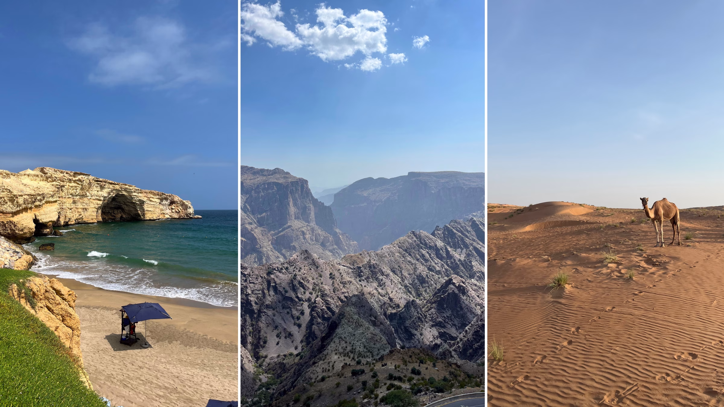 Collage an Bildern von verschiedenen Landschaften im Oman