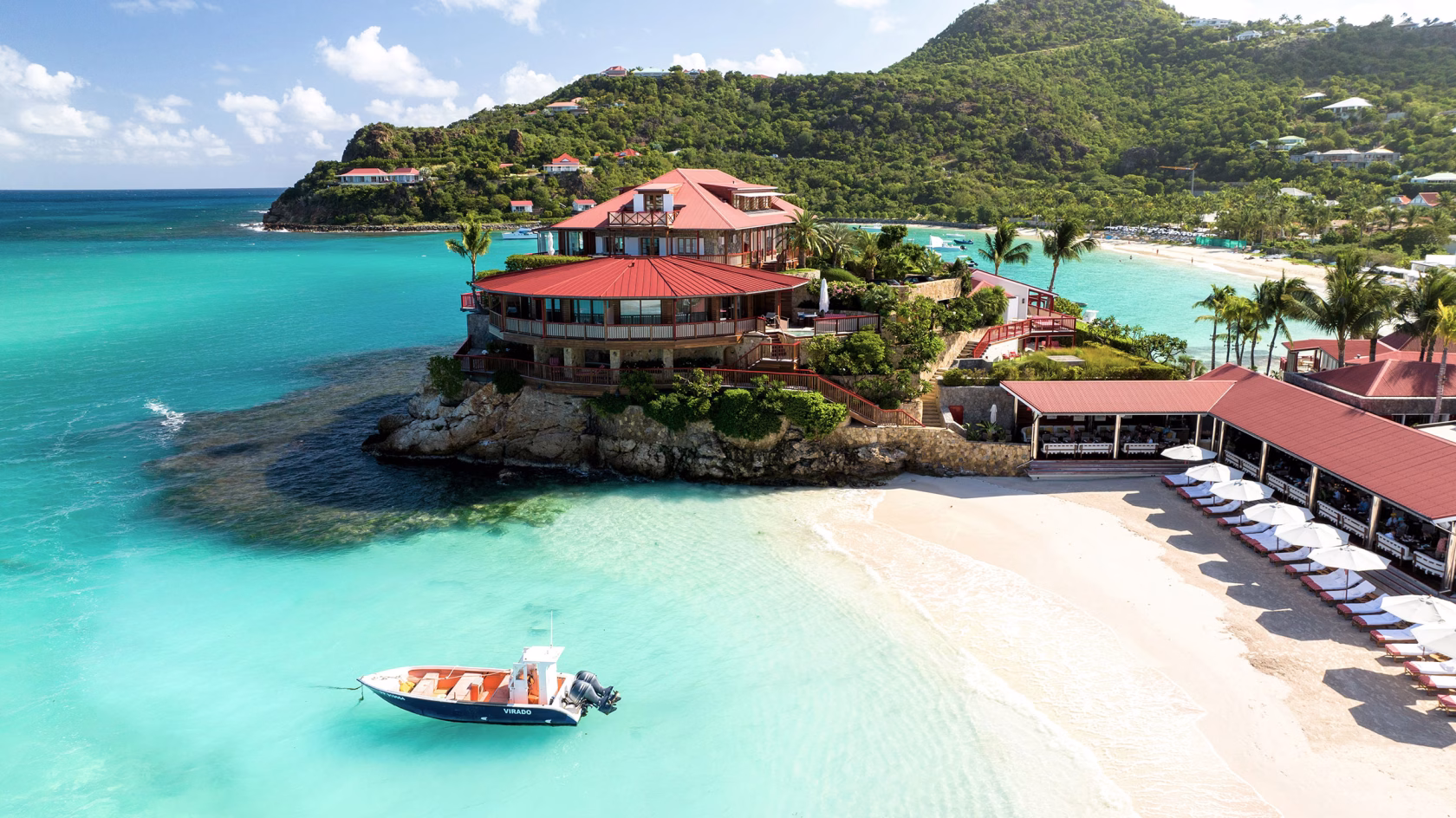 Blick auf den privaten Strand am Eden Rock Saint Barths
