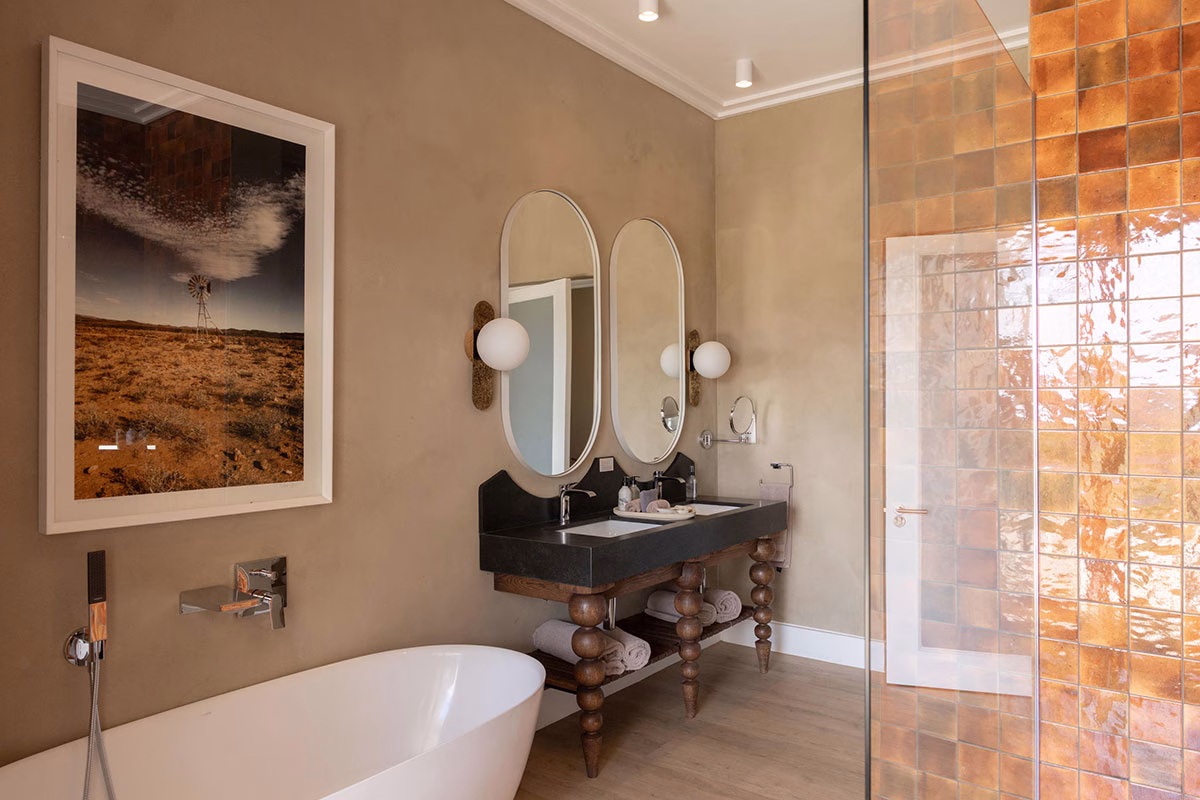 Badezimmer der Gondwana Family Lodge
