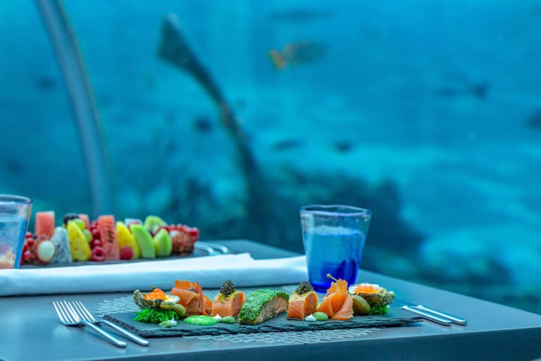 Essen im Unterwasserrestaurant 5.8