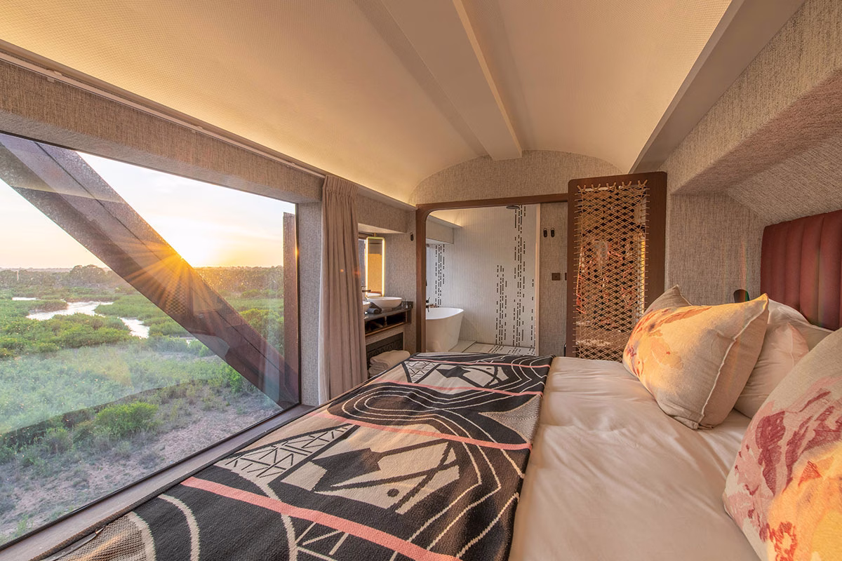 Bett mit Aussicht des Kruger Shalati