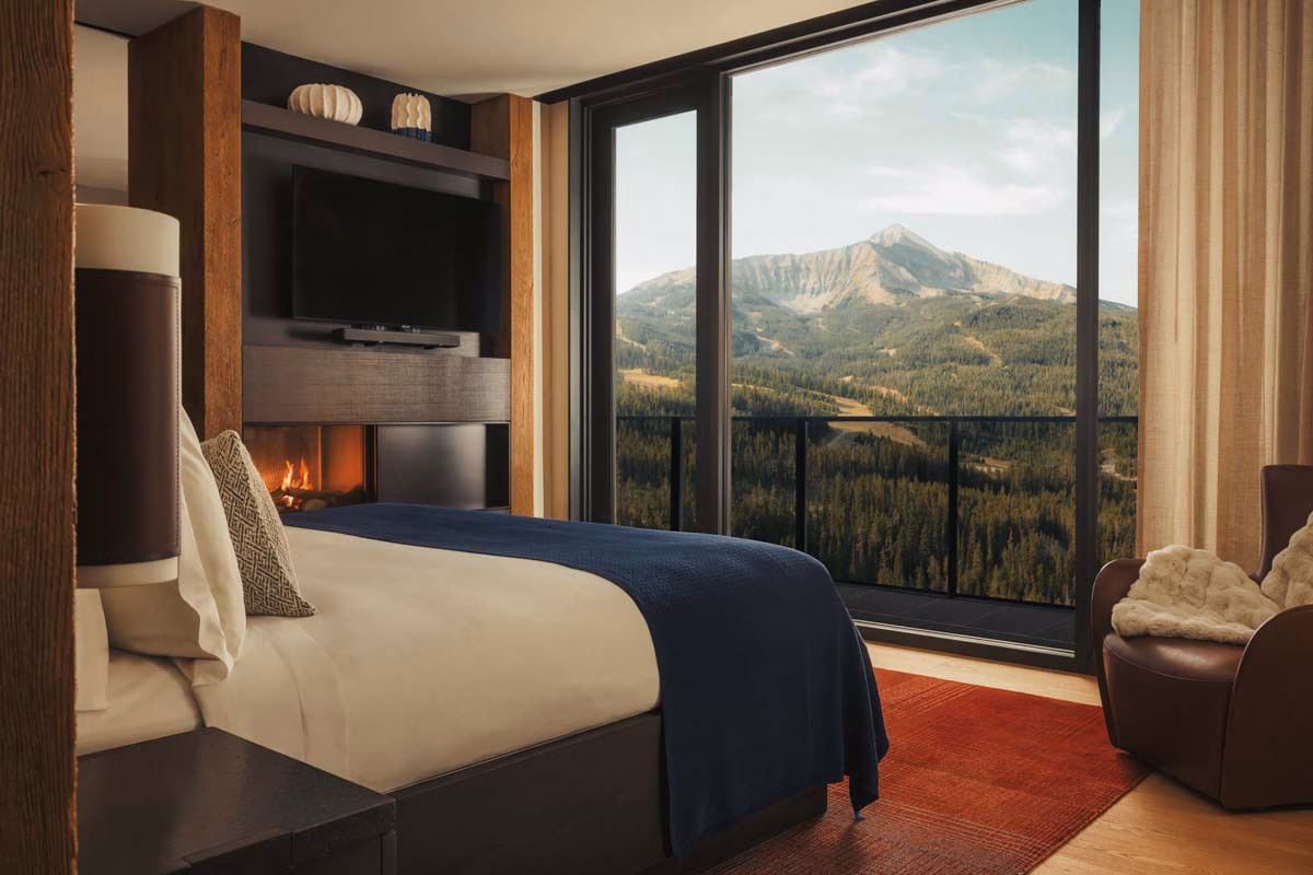 Zimmer im One&Only Moonlight Basin mit Blick auf die Berge