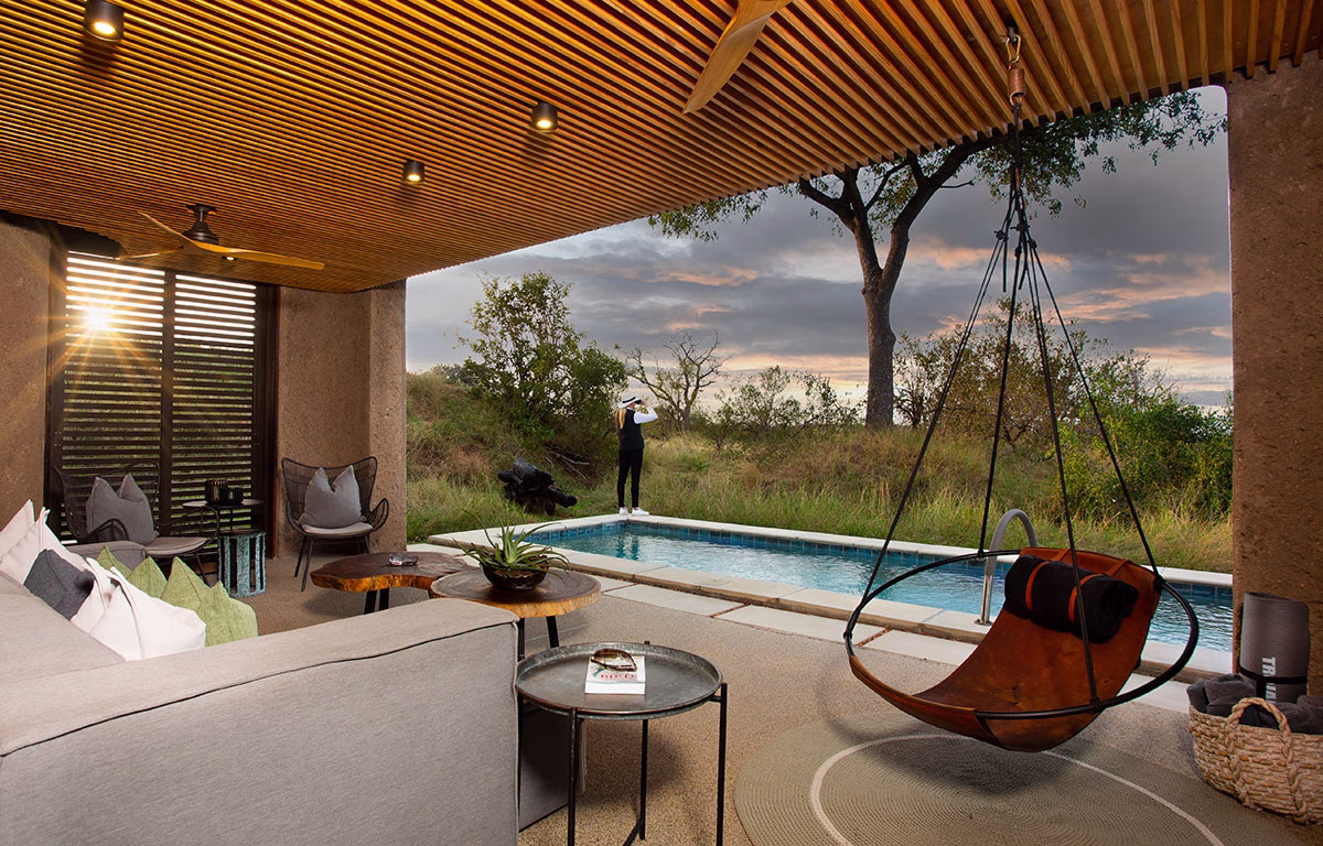 Terrasse der Earth Luxury Suite der Sabi Sabi Earth Lodge