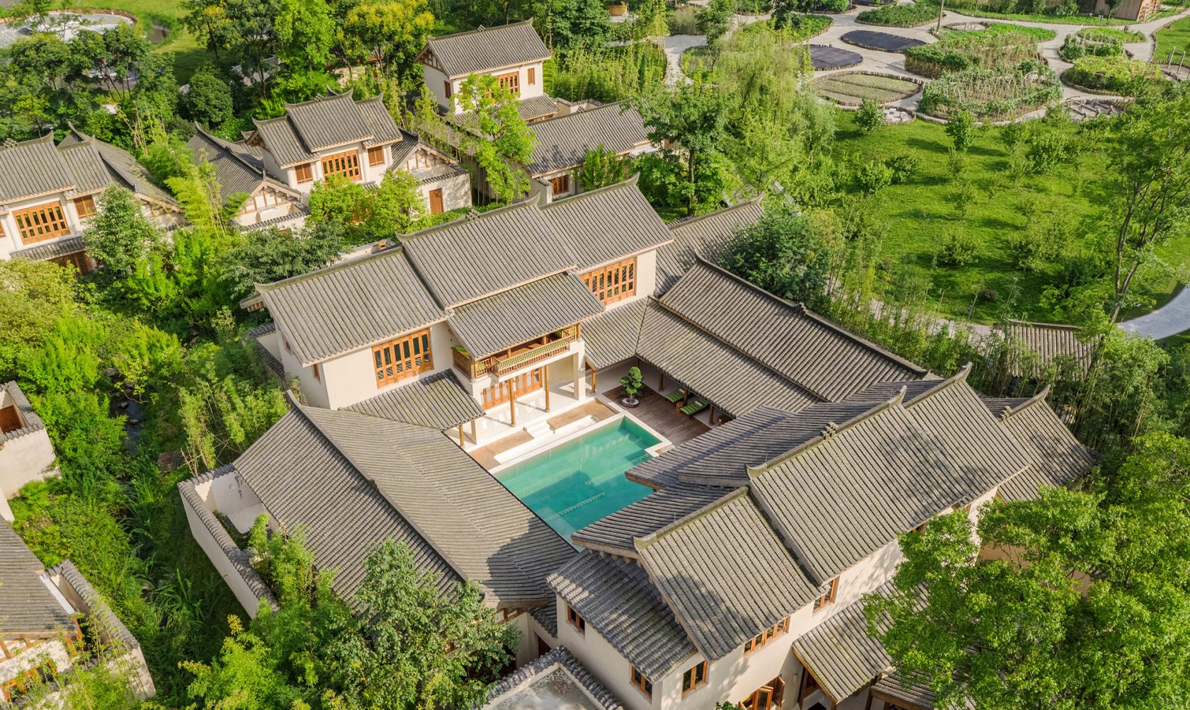 Six Senses Qing Cheng Mountain Presidential Villa Aerial