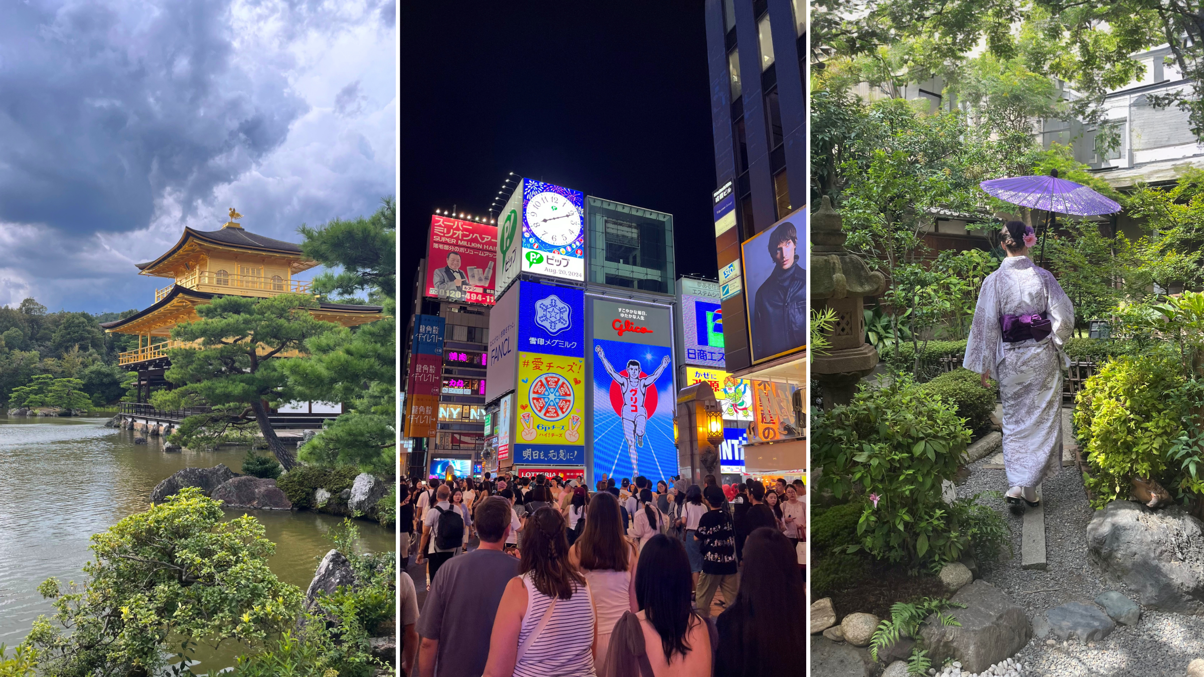 Collage mit drei Bildern aus Japan