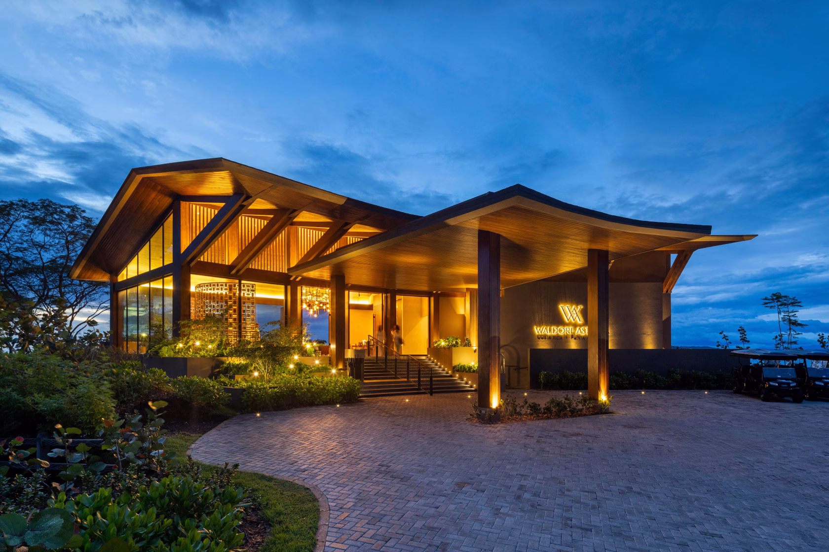 Lobby bei Nacht im Waldorf Astoria Costa Rica Punta Cacique