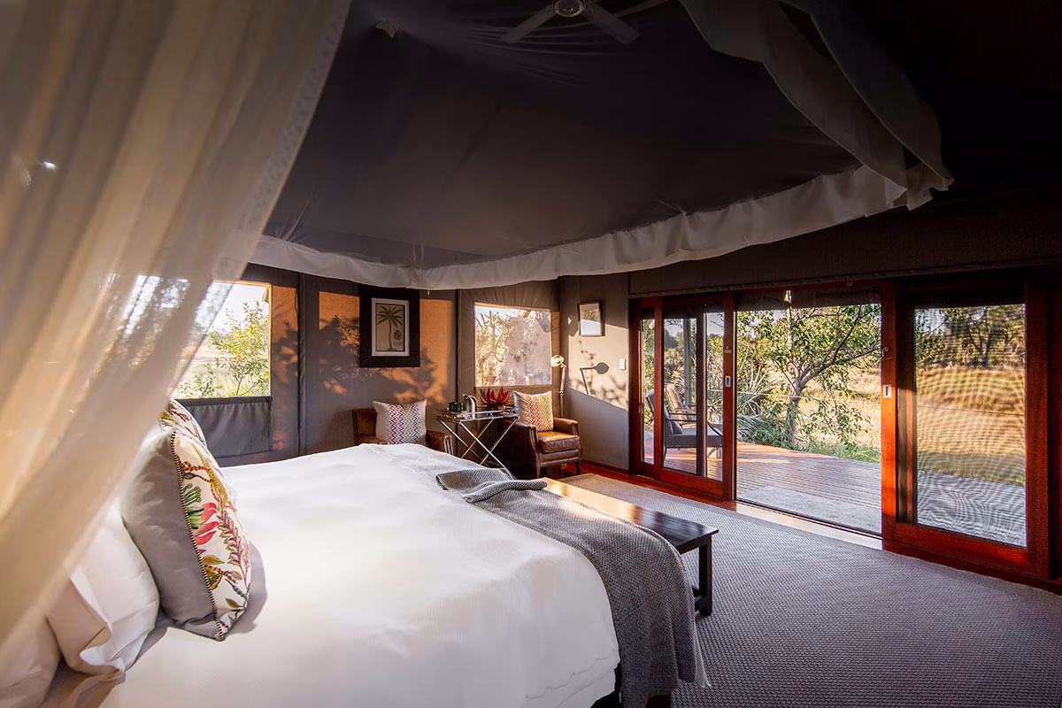 Schlafzimmer mit Terrasse des Chitabe Lediba