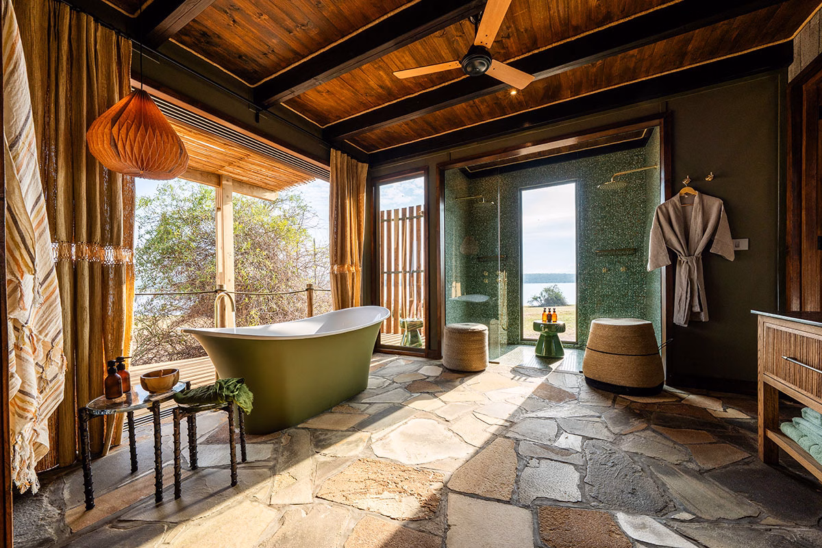 Badezimmer des Wilderness Magashi Peninsula