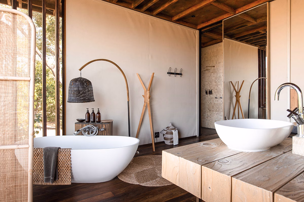 Badezimmer des Family Room des Wilderness Qorokwe