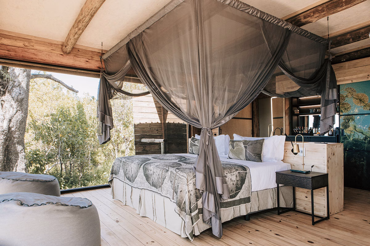 Bett des Wilderness Vumbura Plains