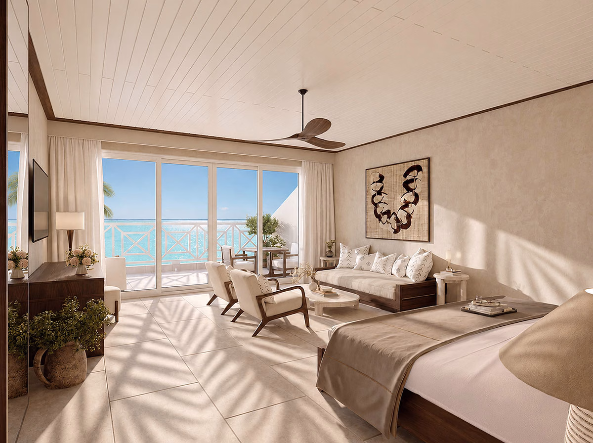 Master Bedroom in der Beach Suite des Carlisle Bay